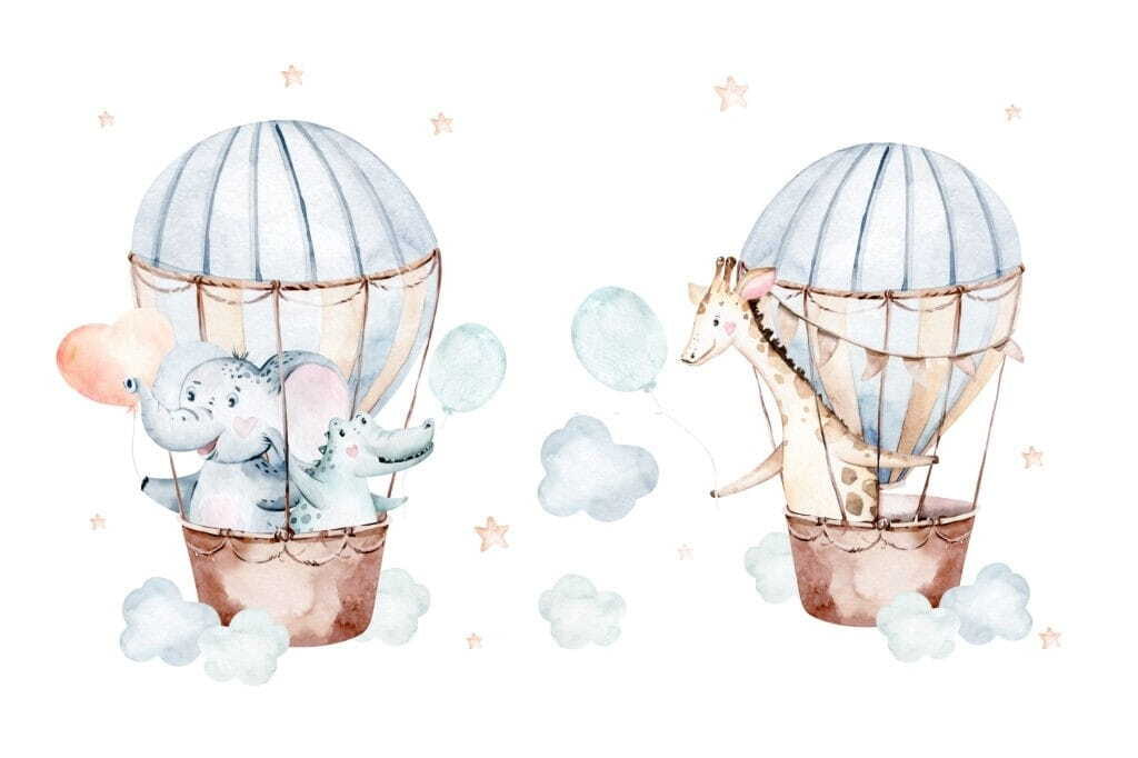 Couple of animals in hot air balloons Couple of animals in hot air balloons