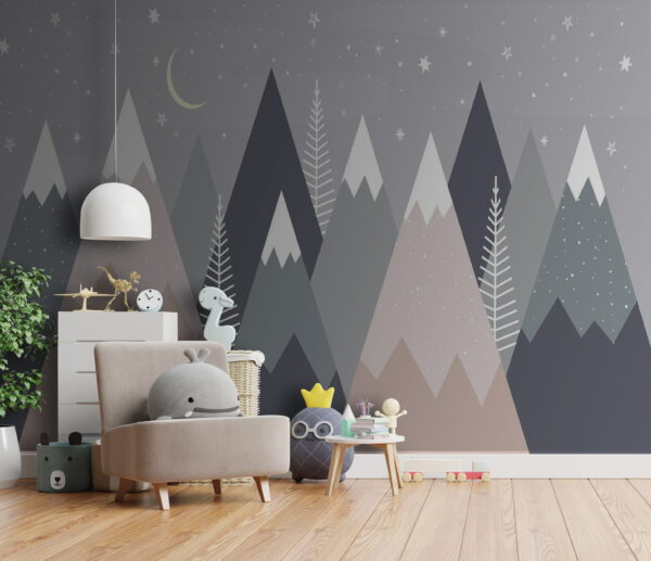 Mountain range with trees and stars u51255pir1m 600x517 - Mountain range with trees and stars - tegory