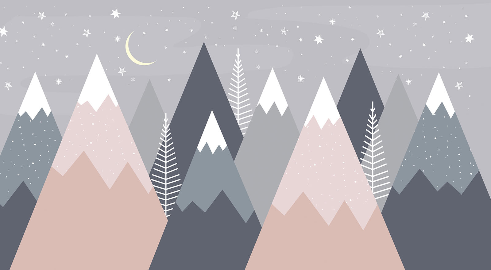 Mountain range with trees and stars u51255p - Mountain range with trees and stars - tegory