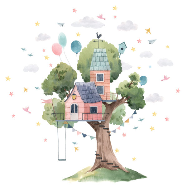 u51254p 600x600 - Watercolor painting of a tree house - tegory
