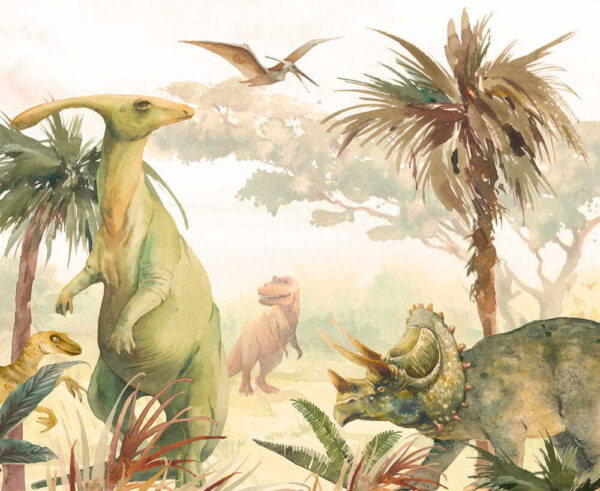 Group of dinosaurs in a forest Group of dinosaurs in a forest