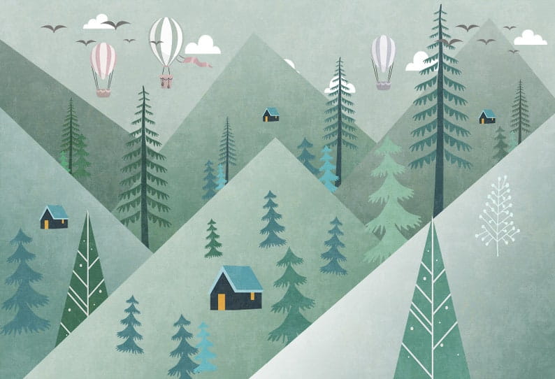 Landscape with trees and hot air balloons u51241p - Landscape with trees and hot air balloons - tegory