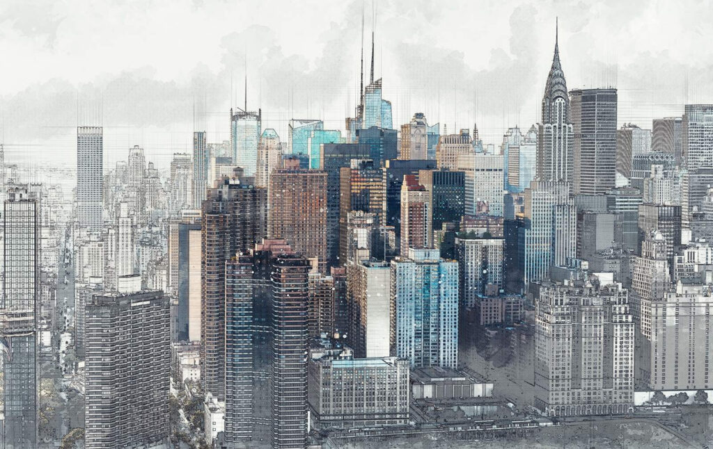 City skyline with many tall buildings City skyline with many tall buildings
