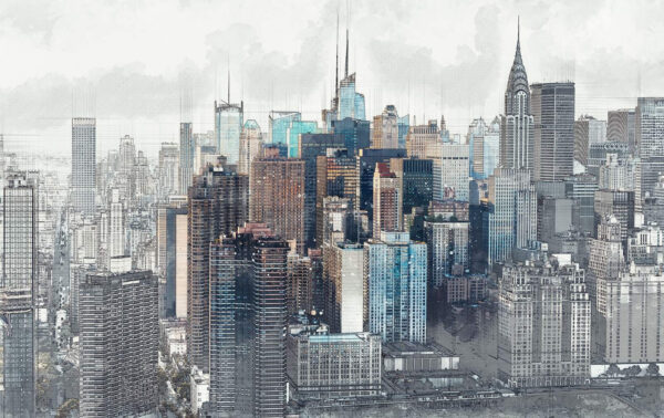 City skyline with many tall buildings City skyline with many tall buildings
