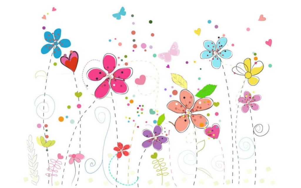 Group of flowers with butterflies Group of flowers with butterflies