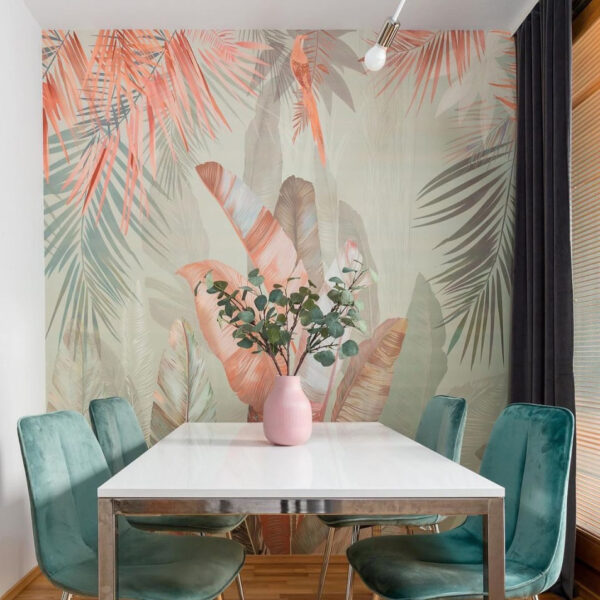 Tropical foliage in soft pastel hues. Tropical foliage in soft pastel hues.