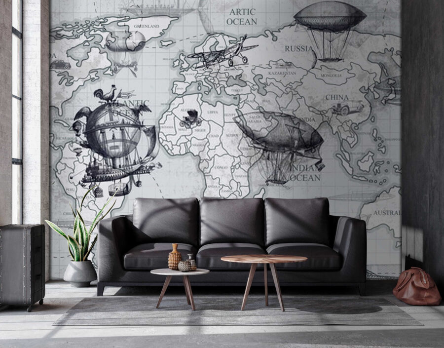 Map of the world with different types of air balloons u50413pig1 900x705 - Map of the world with different types of air balloons - tegory
