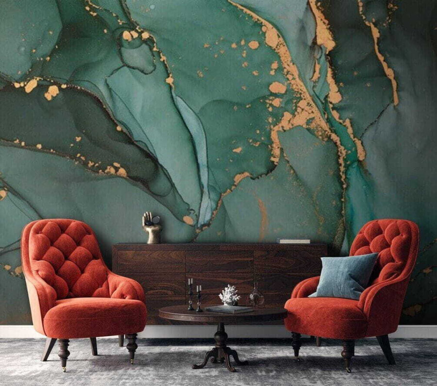 Wall murals Emerald currents with shimmering trails. - Image 5