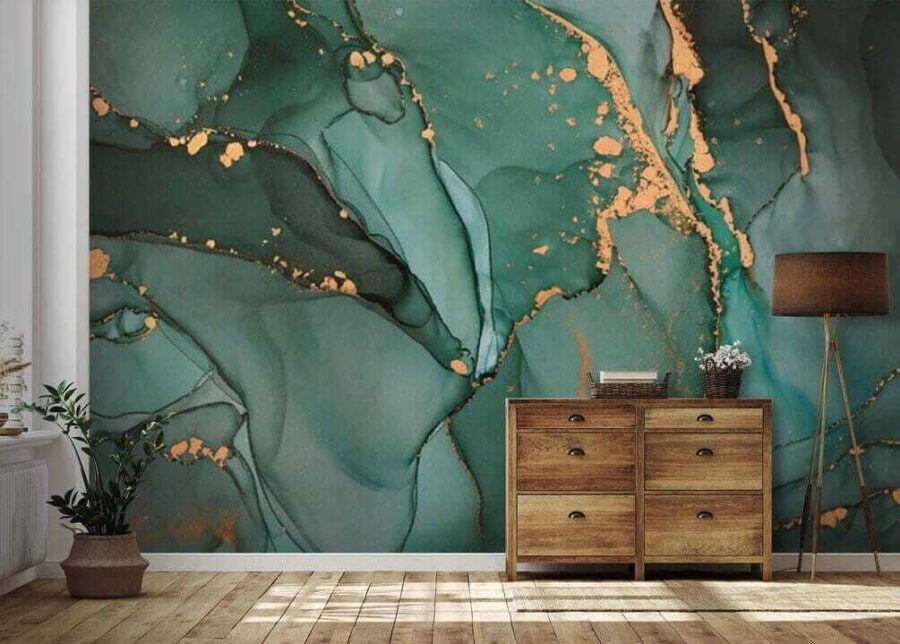Wall murals Emerald currents with shimmering trails. - Image 4
