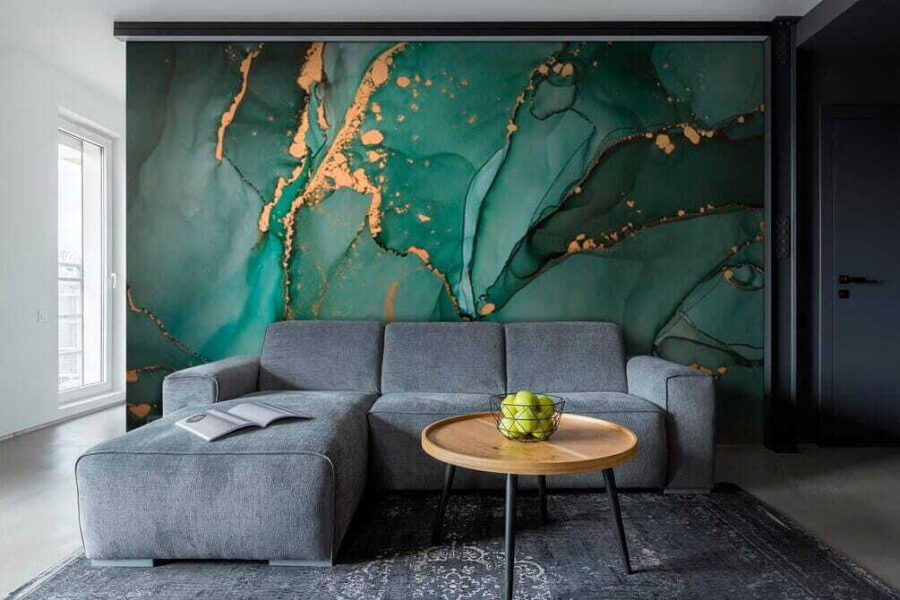Wall murals Emerald currents with shimmering trails. - Image 2