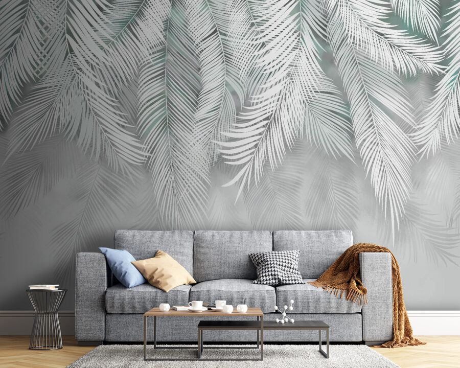 Wall murals White leaves on a white background - Image 4