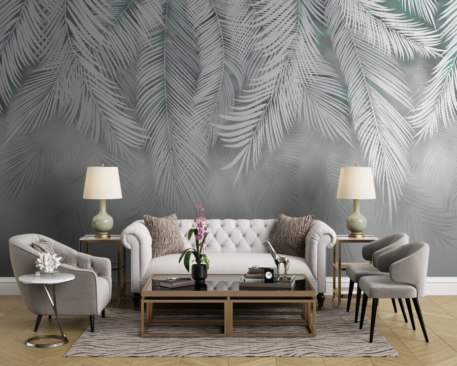 Wall murals White leaves on a white background - Image 3