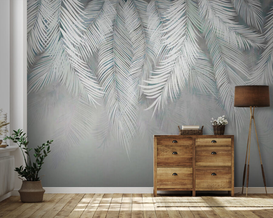 Wall murals White leaves on a white background