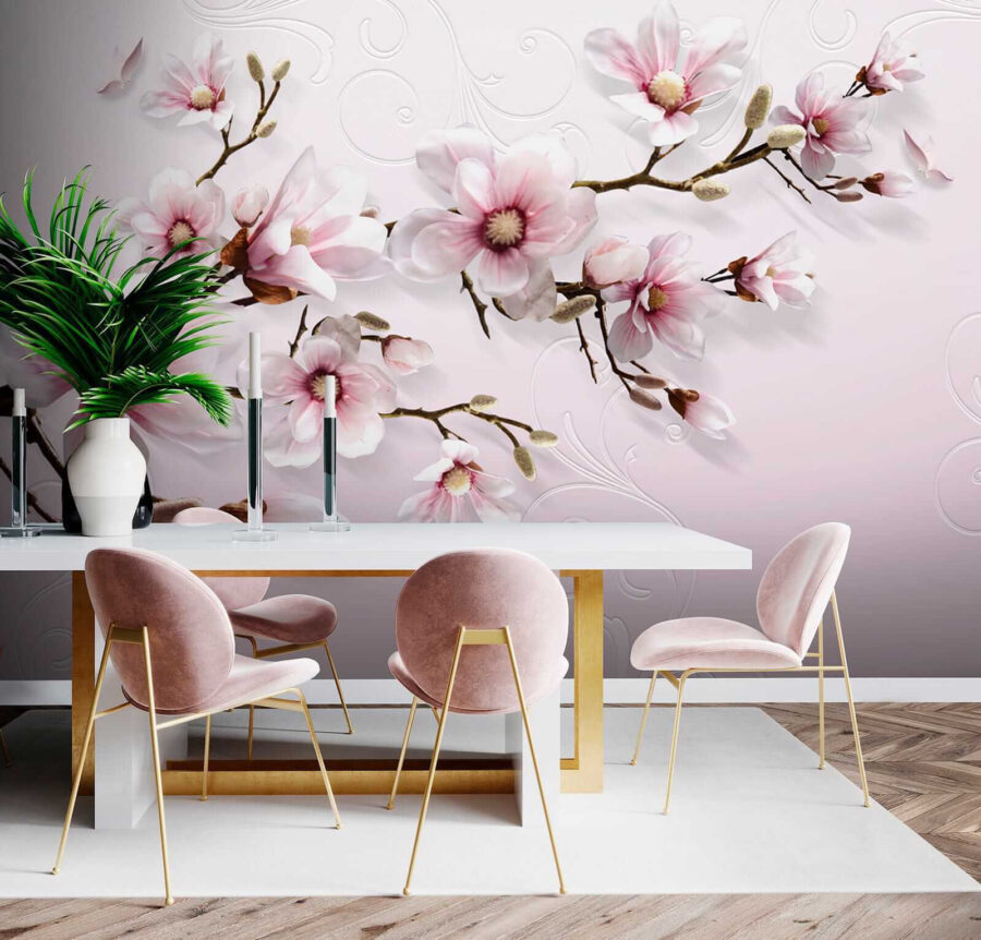Delicate blossoms on soft pink backdrop.