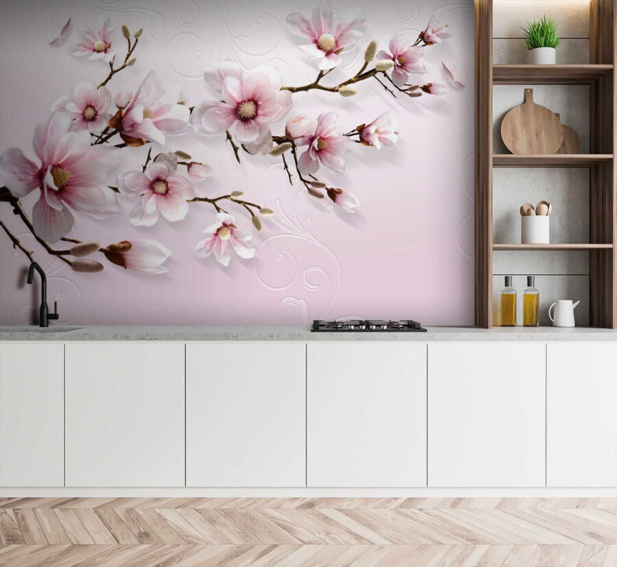 Delicate blossoms on soft pink backdrop.