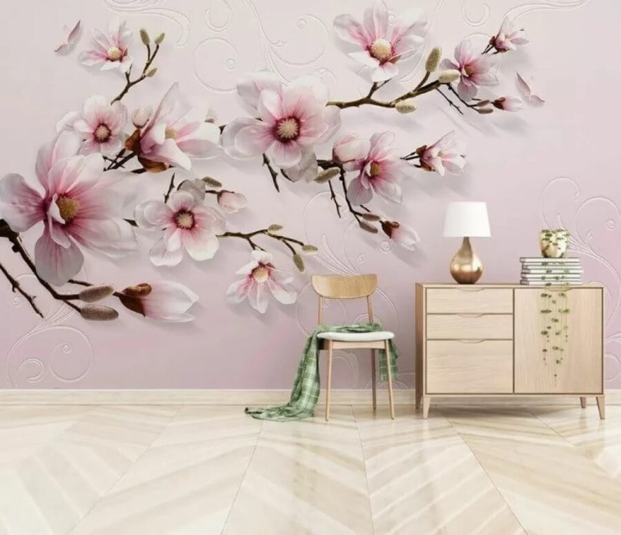Delicate blossoms on soft pink backdrop.