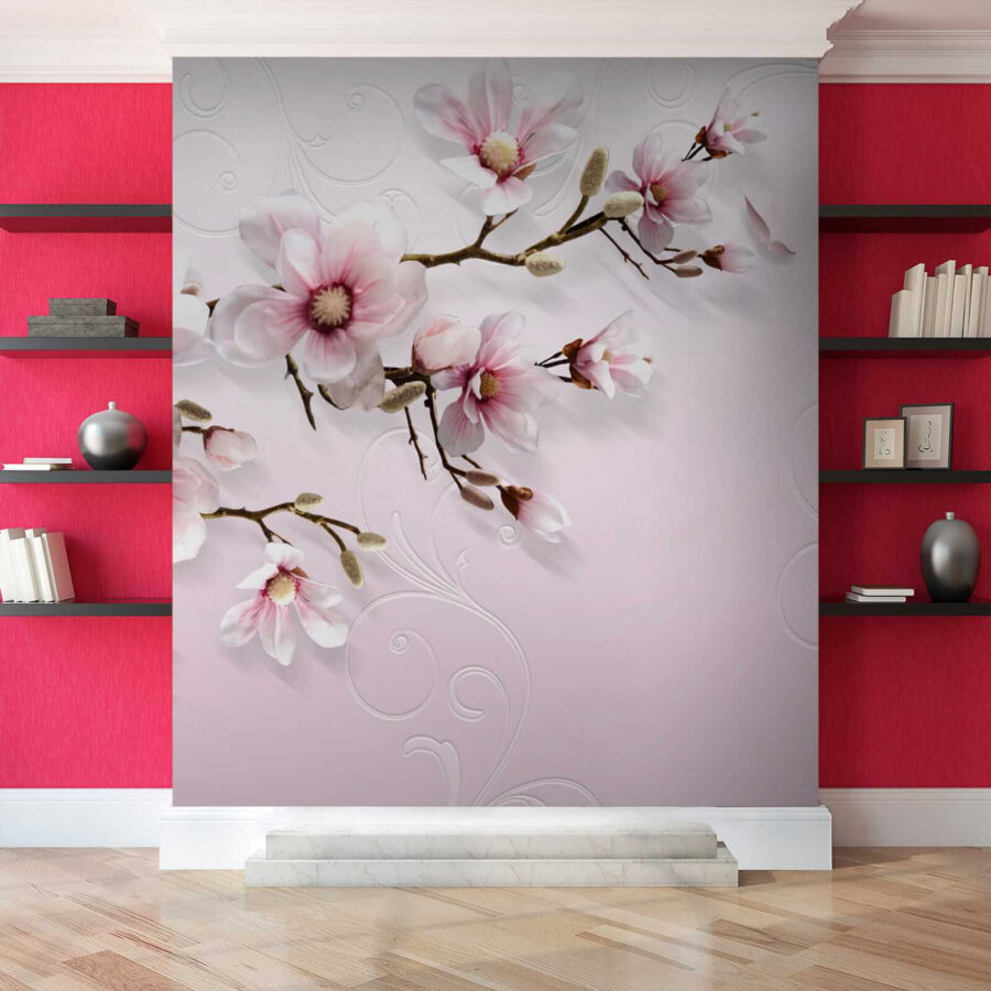 Delicate blossoms on soft pink backdrop.