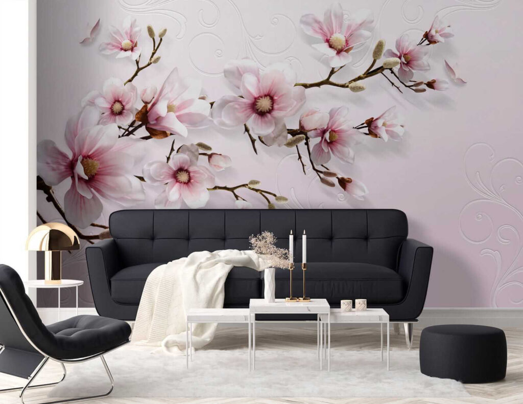 Delicate blossoms on soft pink backdrop