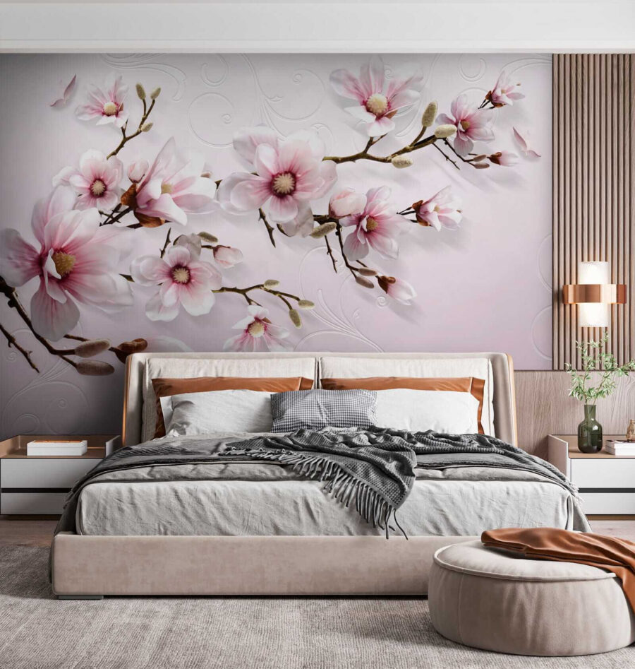 Delicate blossoms on soft pink backdrop.