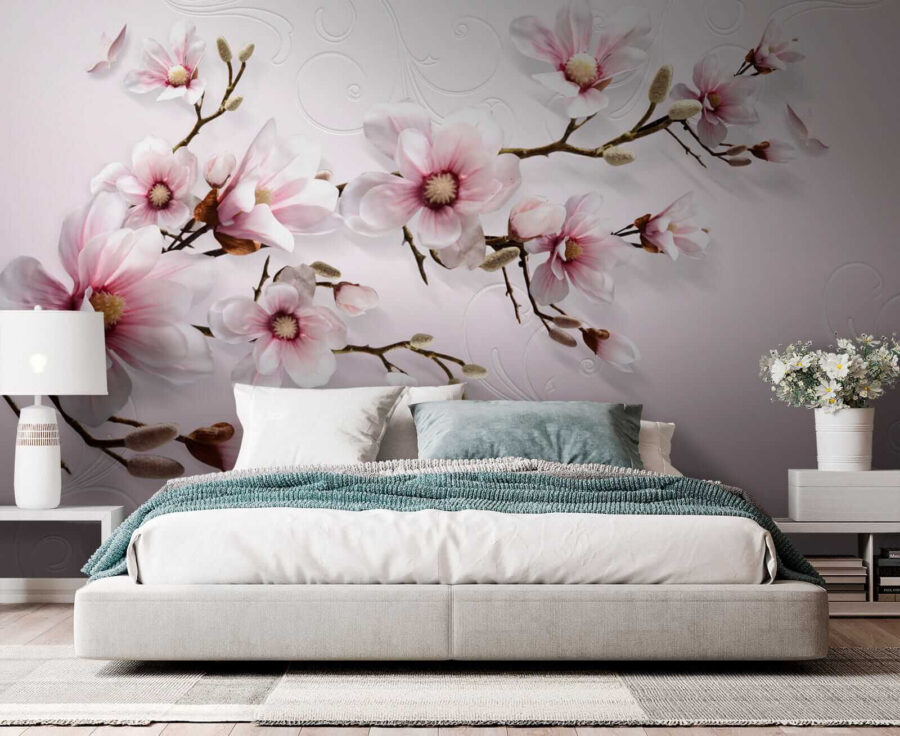 Delicate blossoms on soft pink backdrop.