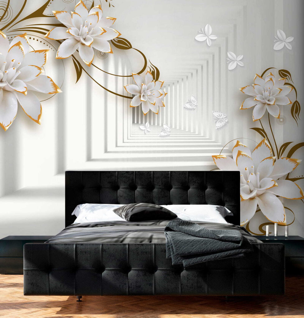 White and orange flowers on a white background White and orange flowers on a white background