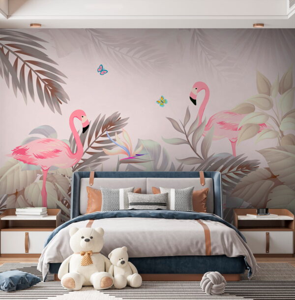 Pink flamingos and flowers Pink flamingos and flowers