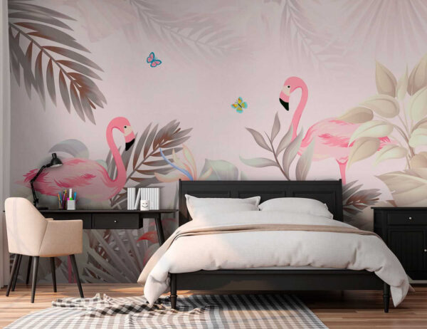 Pink flamingos and flowers Pink flamingos and flowers