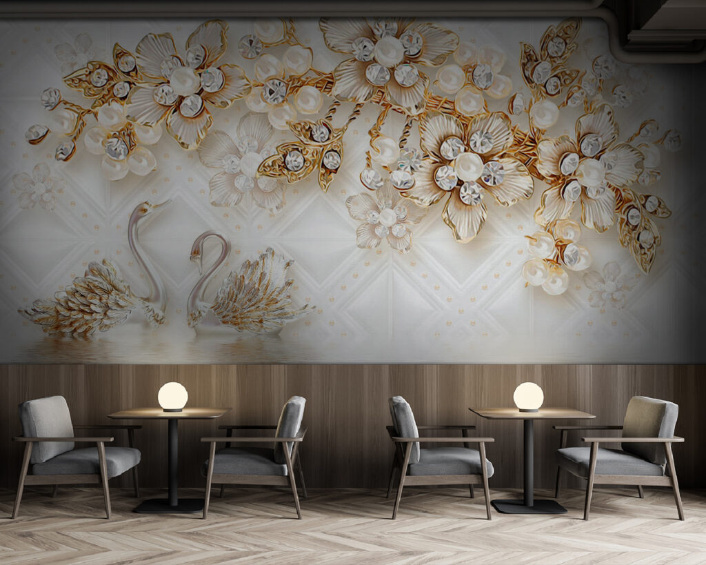 Wallpaper with swans and flowers u44967piz137 1024x819 - Wallpaper with swans and flowers - tegory