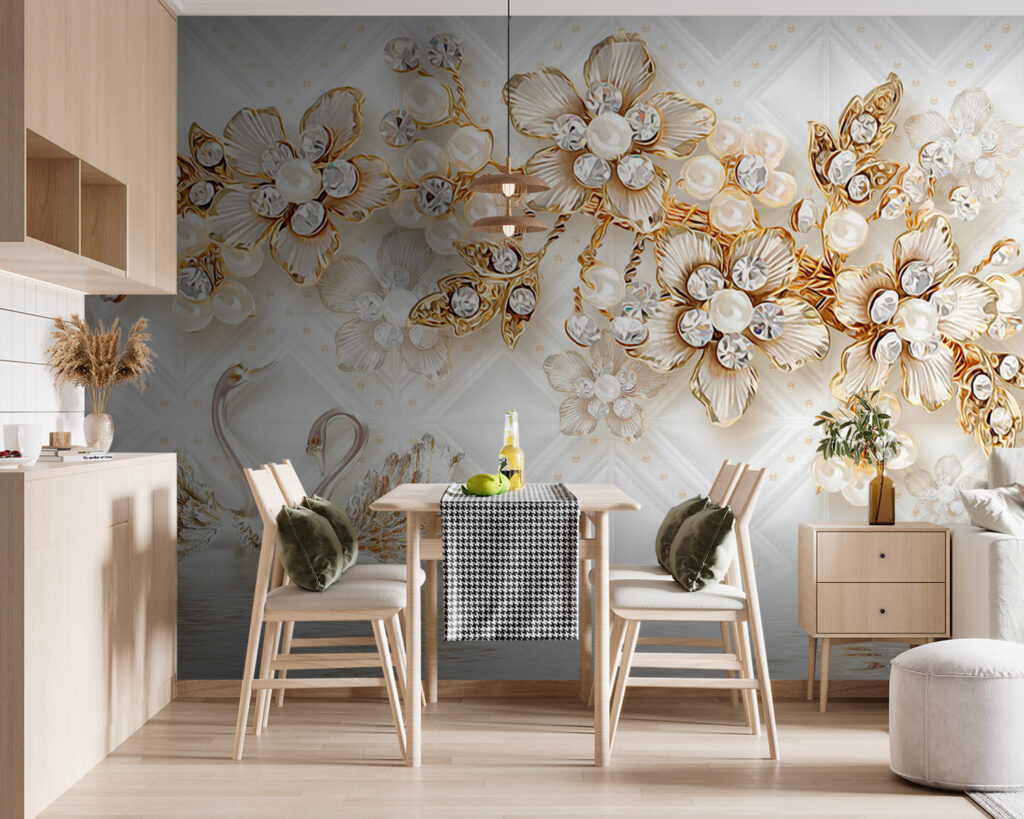 Wallpaper with swans and flowers u44967pik119 1024x819 - Wallpaper with swans and flowers - tegory