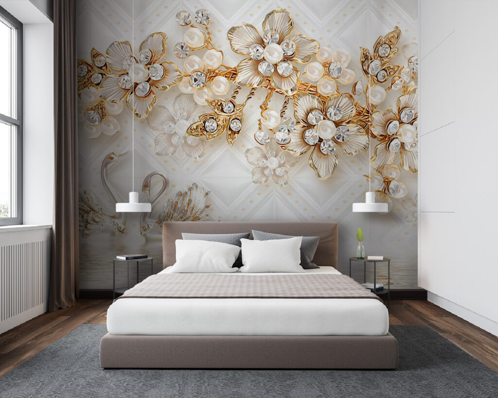 Wallpaper with swans and flowers u44967pib94m 1024x819 - Wallpaper with swans and flowers - tegory