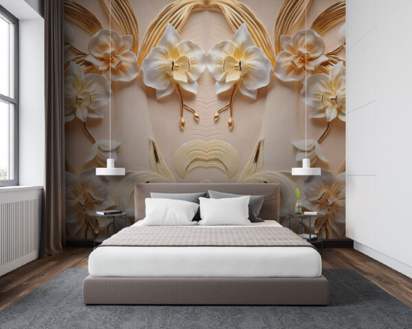Delicate floral design in soft hues Wall murals Delicate floral design in soft hues