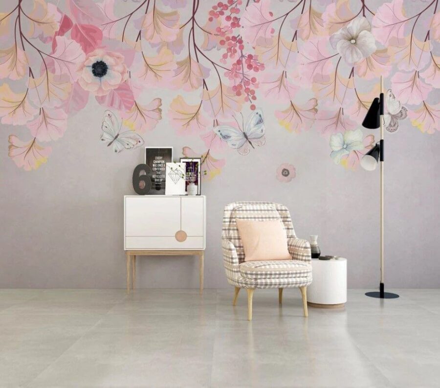 Painting of flowers and butterflies u44222pig1m 900x793 - Painting of flowers and butterflies - tegory