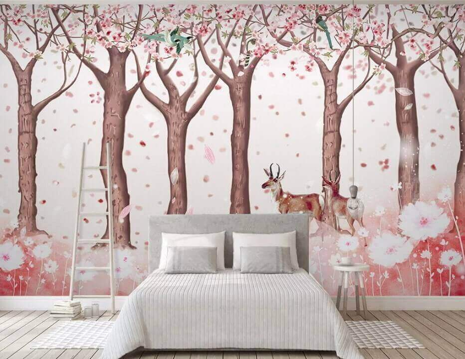Group of trees with flowers and birds u44137pib1m - Group of trees with flowers and birds - tegory