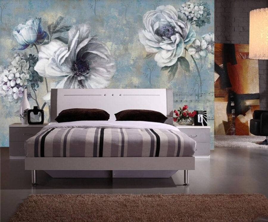 Wall murals Painting of flowers and notes
