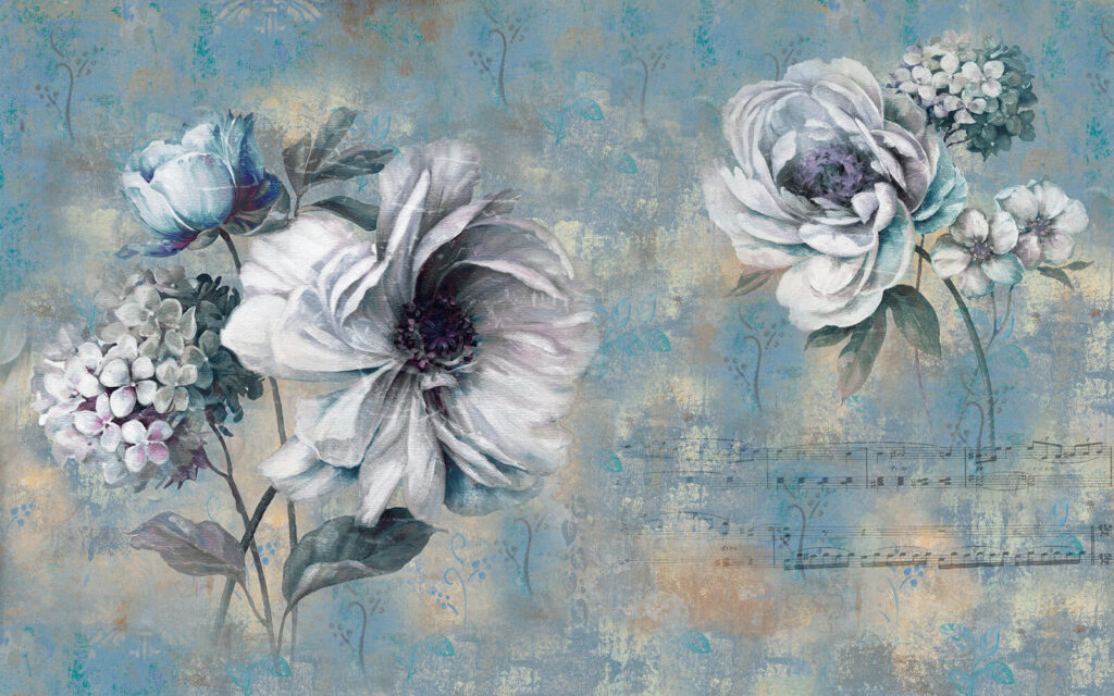 Painting of flowers and notes Painting of flowers and notes