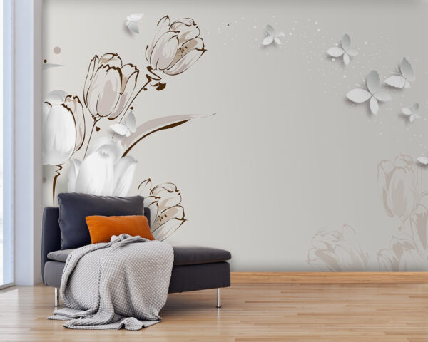 White tulips and butterflies u42642pig25 600x480 - White tulips and butterflies - tegory