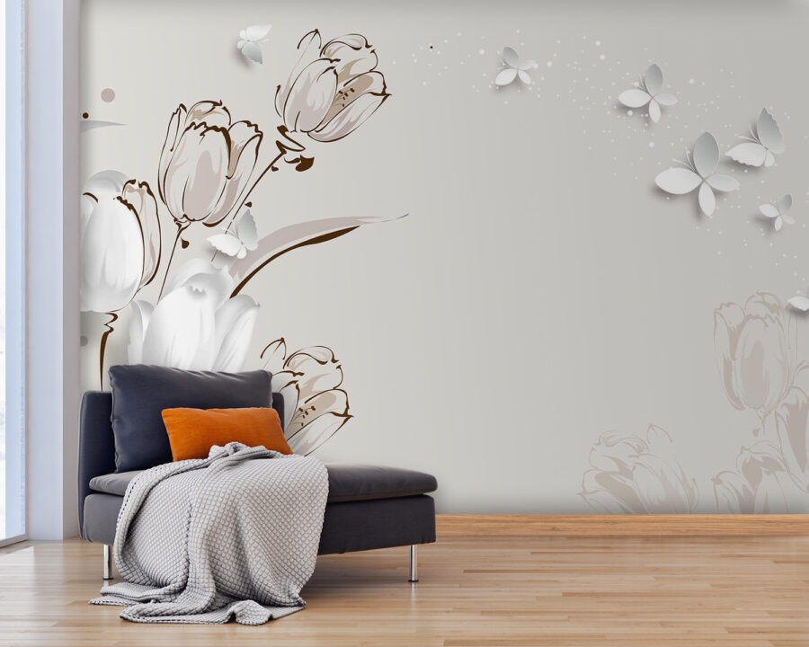 White tulips and butterflies u42642pig25 900x720 - White tulips and butterflies - tegory