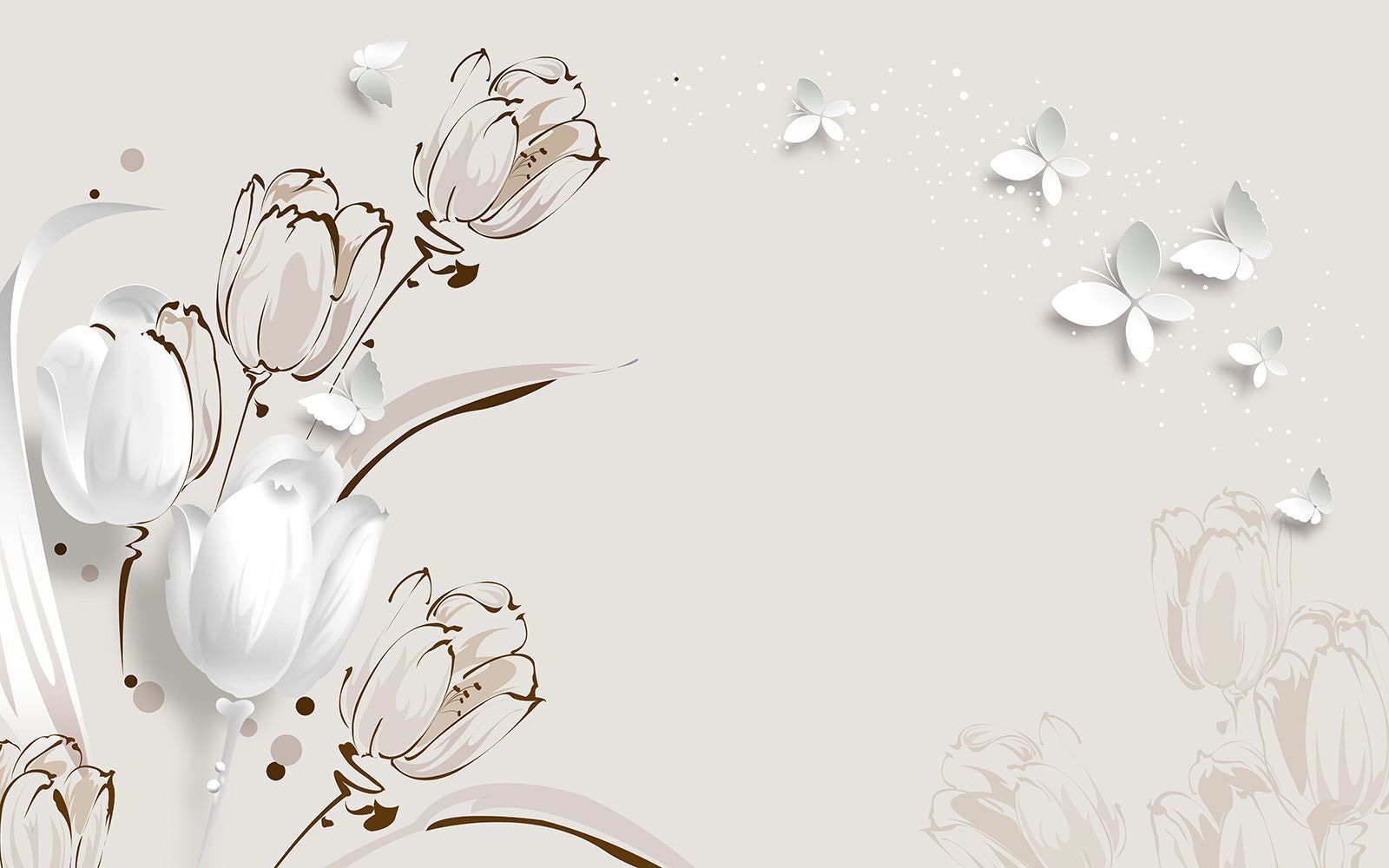 u42642p - White tulips and butterflies - tegory