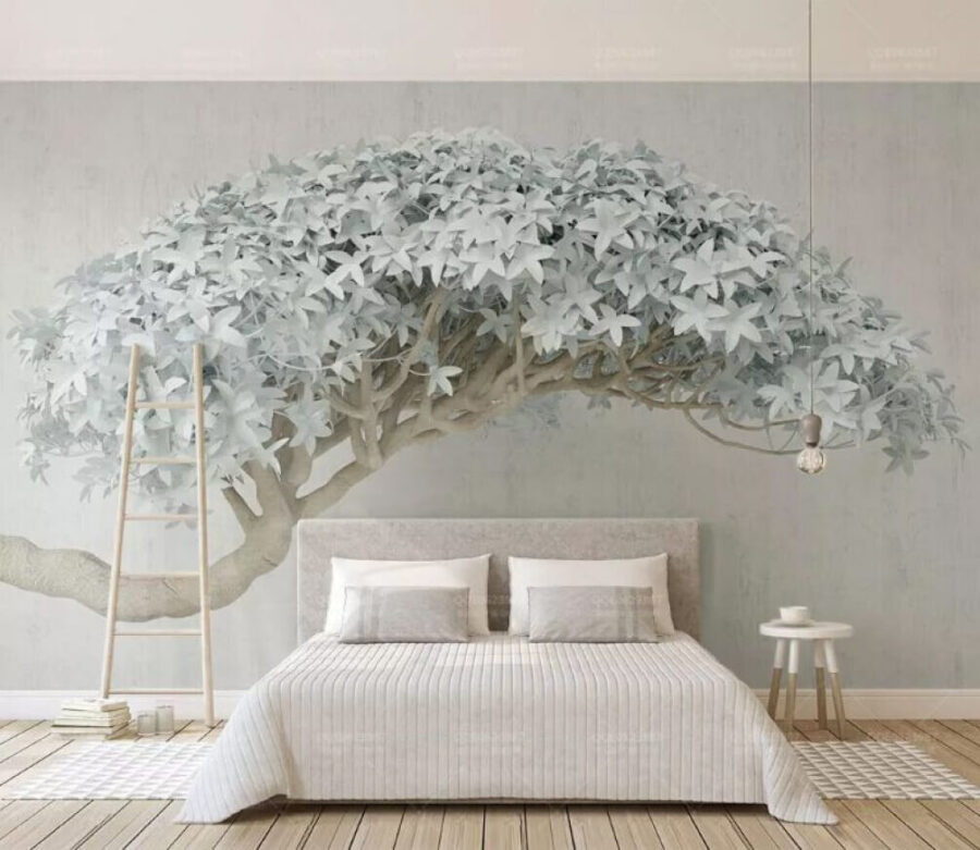 White tree with white leaves