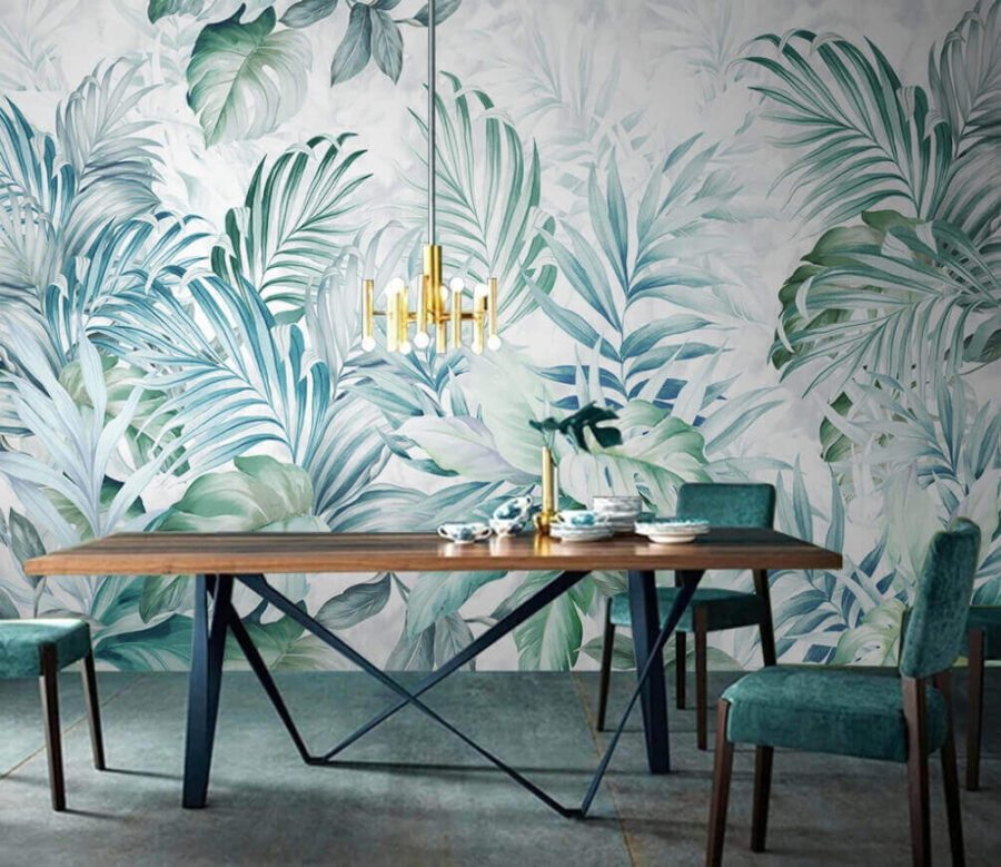 Wall murals Wallpaper with leaves