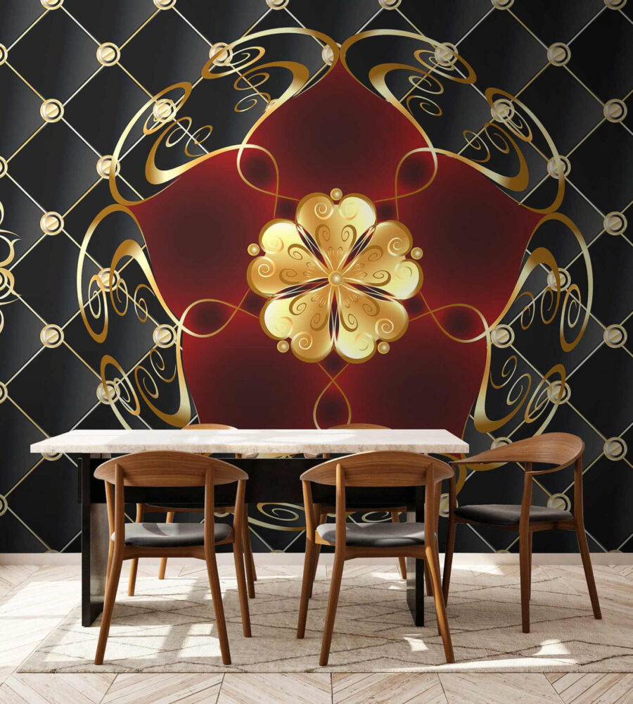 Wall murals Elegant floral design on black background - Image 4