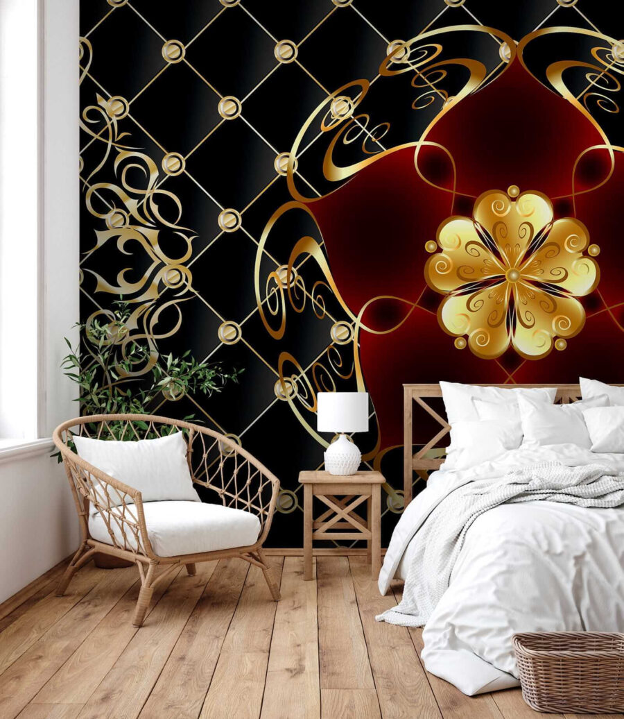 Wall murals Elegant floral design on black background - Image 2