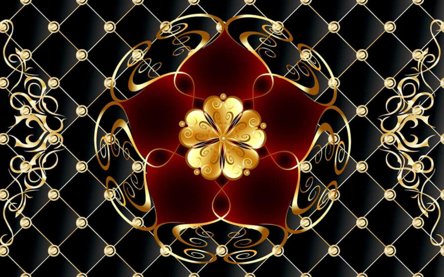 Wall murals Elegant floral design on black background - Image 5