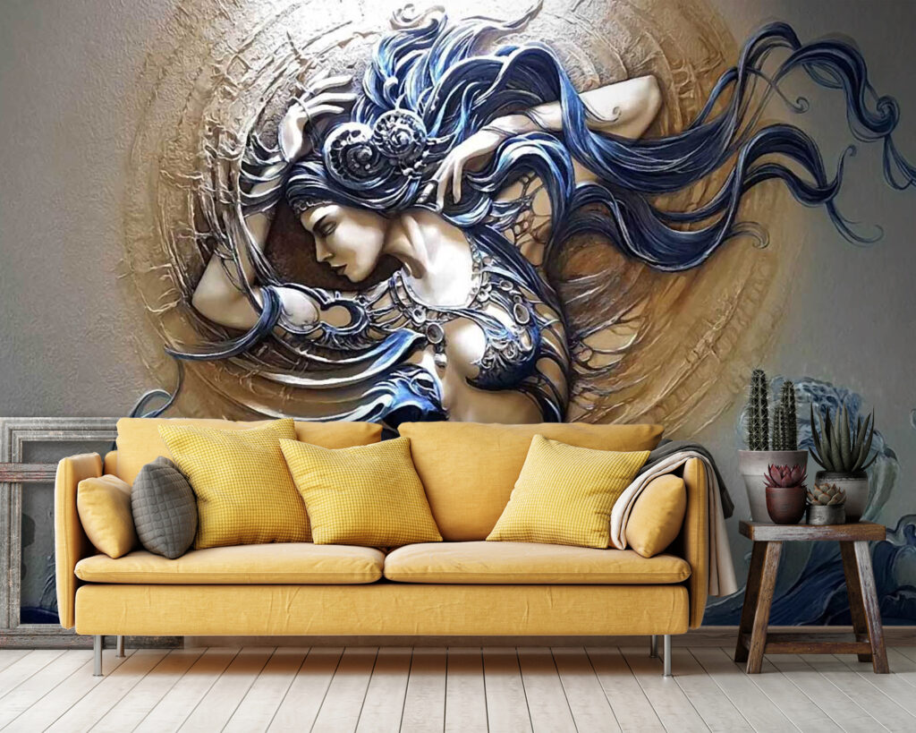 Painting of a woman with long hair