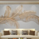 Wall murals Elegant metallic feather illustration