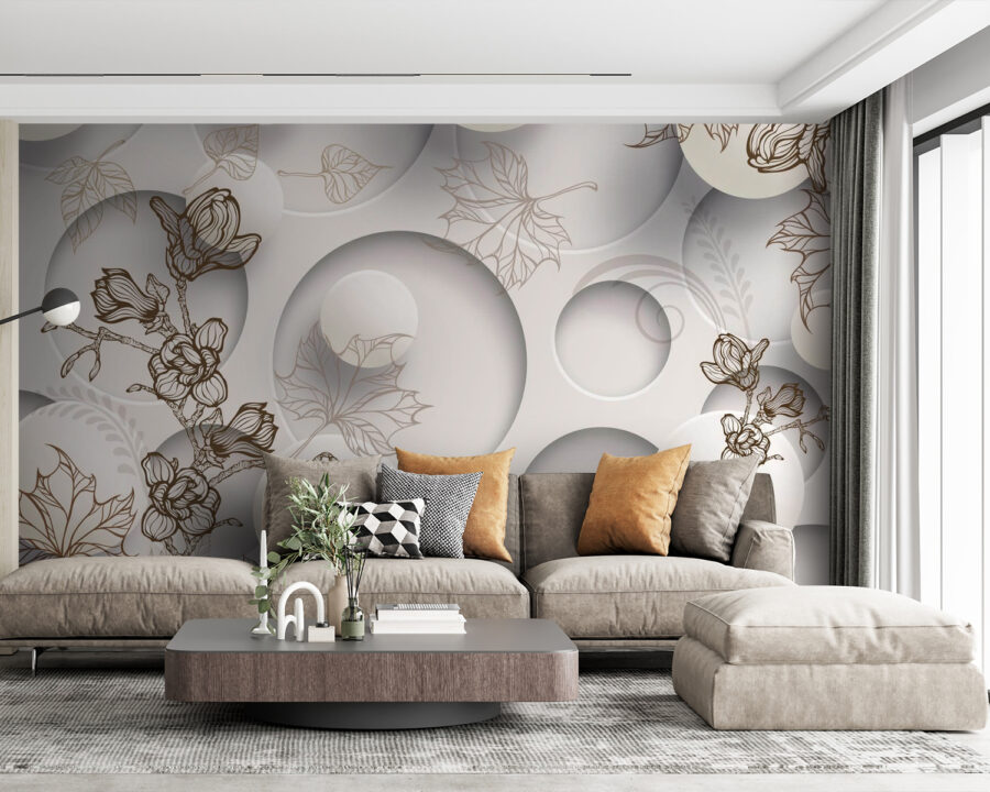 Wallpaper with circles and flowers u40267pig63m 900x720 - Wallpaper with circles and flowers - tegory