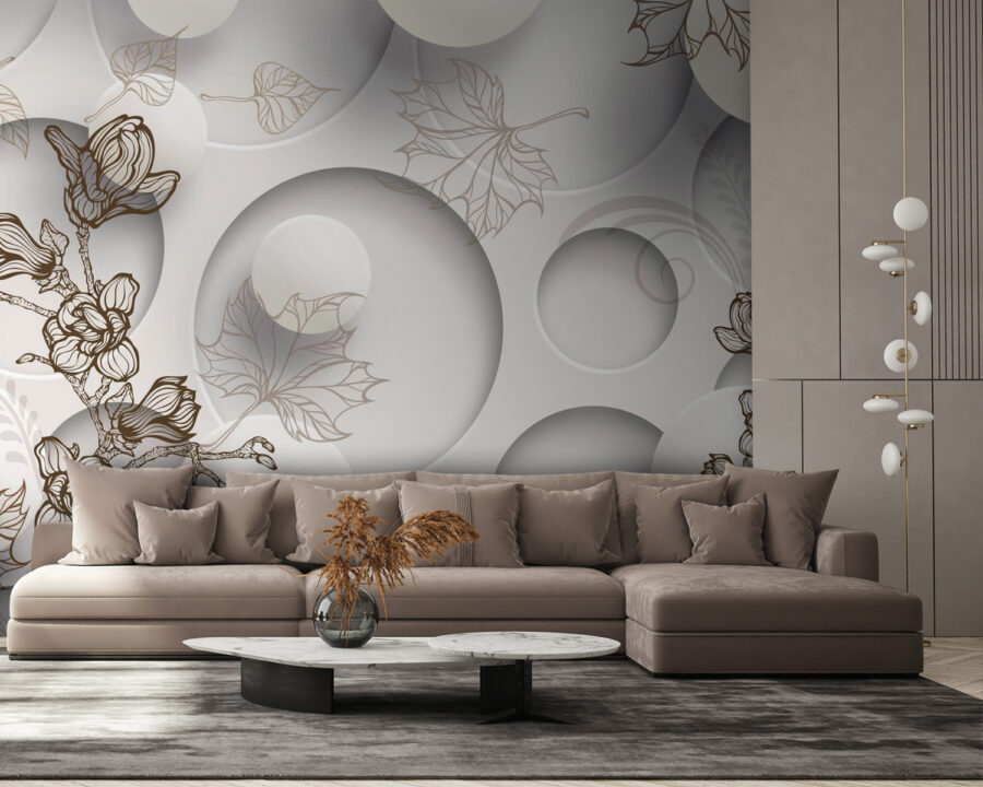 Wallpaper with circles and flowers u40267pig58 900x720 - Wallpaper with circles and flowers - tegory