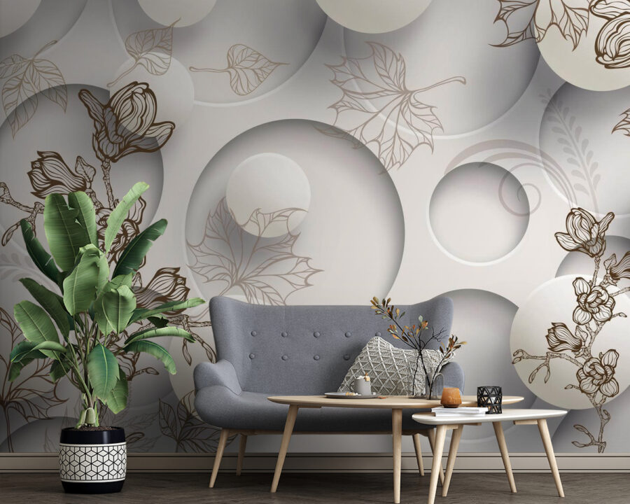 Wallpaper with circles and flowers u40267pig4 900x720 - Wallpaper with circles and flowers - tegory
