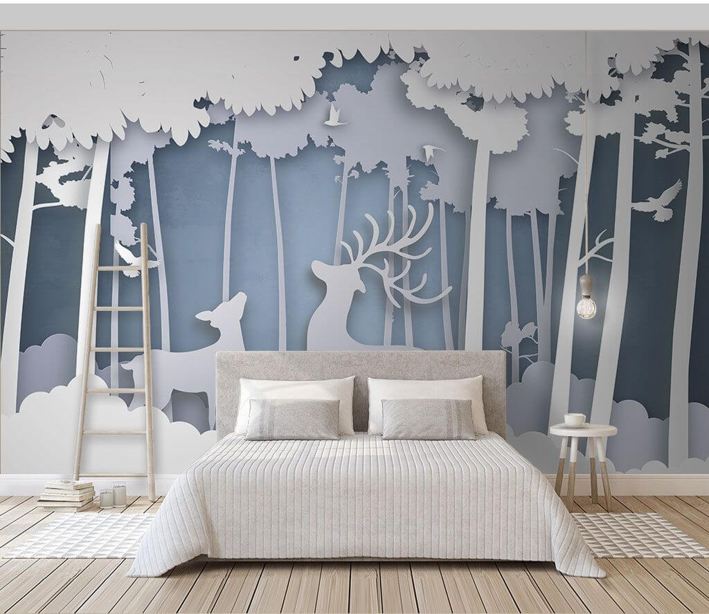 u39052pib1m - Paper cut out of a deer in a forest - tegory