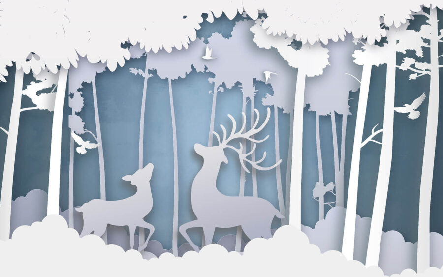 Paper cut out of a deer in a forest